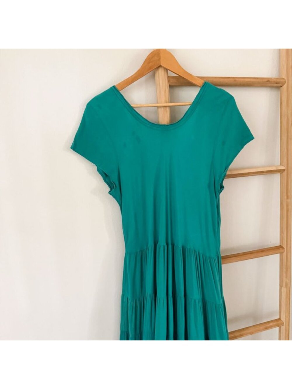 Soft Surroundings Kara Dress Teal Blue Tiered Midi Dress Women’s Size XL Boho - Picture 10 of 12